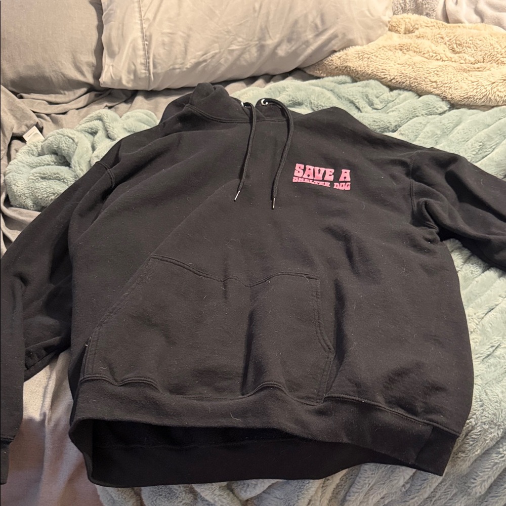 Urban suburban Black Hoodie save a shelter dog